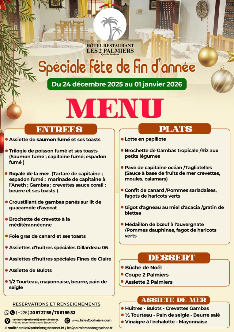 Menu Spécial Fêtes de Fin d’Année 2025